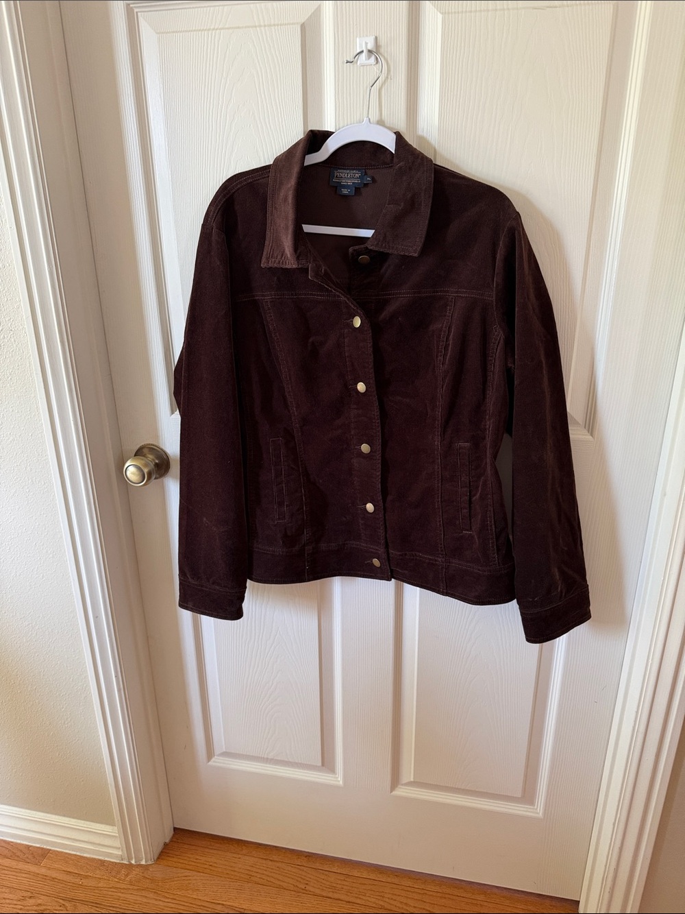 Pendleton Vtg Chocolate Brown Suede Button-Front Jacket Sz XL